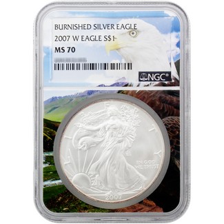 2007 W Burnished Silver Eagle NGC MS70 Eagle Core