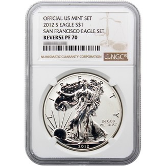 2012 S Reverse Proof Silver Eagle NGC PF70 Brown Label