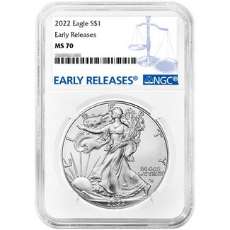 2022 Silver Eagle NGC MS70 Early Releases Blue Label