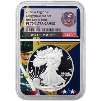 2022 W 'Congratulations Set' Eagle Landing Proof Silver Eagle NGC PF70 UC FDI West Point Core