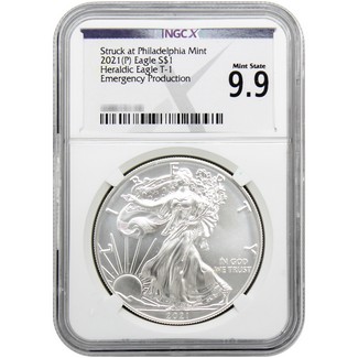 2021 (P) Struck at Philadelphia Silver Eagle 'Emergency Production' NGCX MS 9.9 NGCX Label