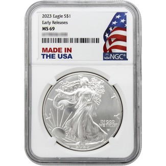2023 Silver Eagle NGC MS69 Early Releases Made in the USA Holder
