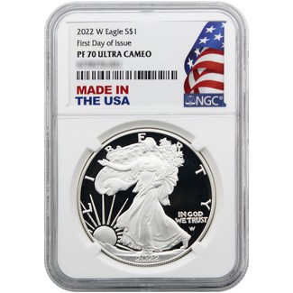 2022 W Proof Silver Eagle NGC PF70 Ultra Cameo First Day Issue Made in the USA Holder