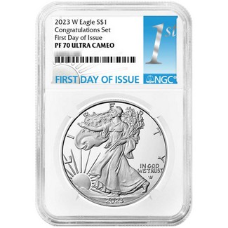 2023 W 'Congratulations Set' Eagle Landing Proof Silver Eagle NGC PF70 UC FDI 1st Label