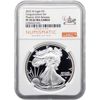 2023 W 'Congratulations Set' Proof Silver Eagle NGC PF70 Ultra Cameo Phoenix ANA Releases ANA Label