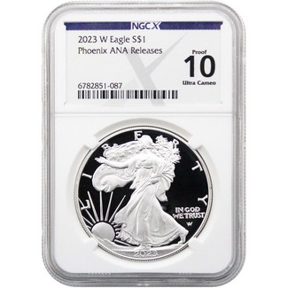 2023 W Proof Silver Eagle NGCX PF10 Ultra Cameo Phoenix ANA Releases NGCX Label