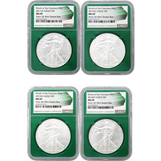 2011-2014 (S) Struck at San Fransico Silver Eagles NGC MS69 Green Core