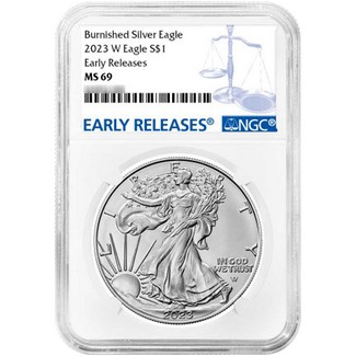 2023 W Burnished Silver Eagle NGC MS69 Early Releases Blue Label