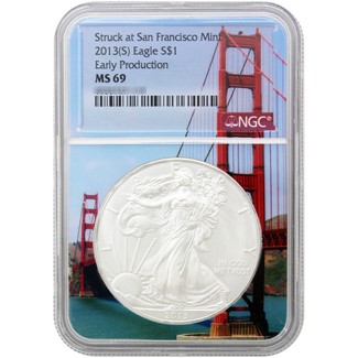 2013 (S) Struck at San Francisco Silver Eagle NGC MS69 Early Production Bridge Core