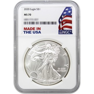 2020 Silver Eagle NGC MS70 Made in the USA Holder