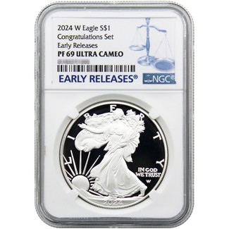 2024W Congratulations Set Proof Silver Eagle NGC PF69 Ultra Cameo Early Releases Blue Label