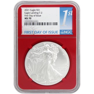 2021 Type 2 Silver Eagle NGC MS70 FDI Red Core 1st Label