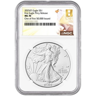 2025 (P) Silver Eagle First Eagle Privy Release NGC MS70 One of First 50,000 Issued 8th Era Label