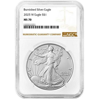 2025 W Burnished Silver Eagle NGC MS70 Brown Label