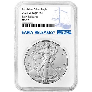 2025 W Burnished Silver Eagle NGC MS70 ER Blue Label
