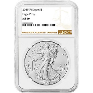 2025 (P) Silver Eagle First Eagle Privy Release NGC MS69 Brown Label