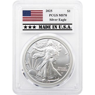2025 Silver Eagle PCGS MS70 Made in the USA Label