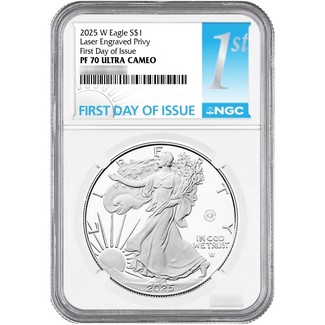 2025 W Proof Silver Eagle Laser Engraved Privy NGC PF70 UC FDI 1st Label