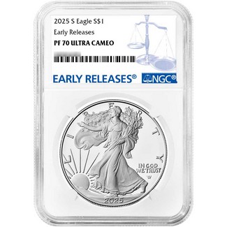 2025 S Proof Silver Eagle NGC PF70 UC ER Blue Label