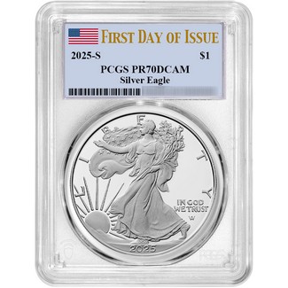 2025 S Proof Silver Eagle PCGS PR70 DCAM FDI Flag Label