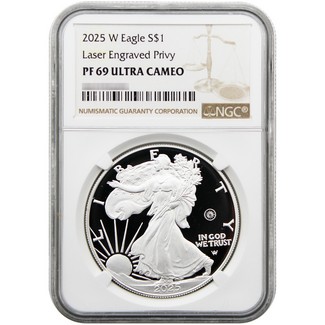 2025 W Proof Silver Eagle Laser Engraved Privy NGC PF69 UC Brown Label