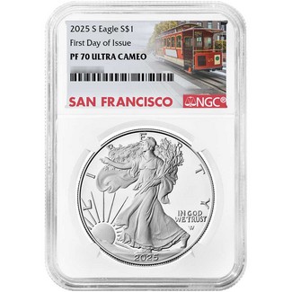 2025 S Proof Silver Eagle NGC PF70 UC FDI Cable Car Label