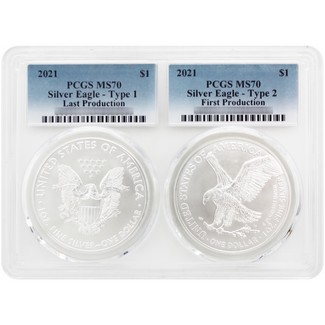 2021 Transitional Silver Eagle 2-Coin Set (Final Type 1 & First