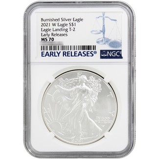 2021 W Burnished Silver Eagle NGC MS70 ER Blue Label