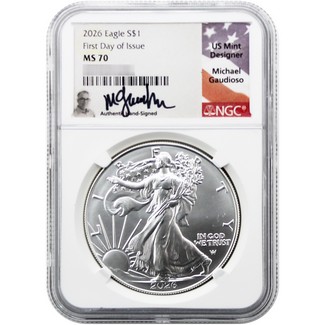 2026 Silver Eagle NGC MS70 FDI Gaudioso Signed | The Coin Vault
