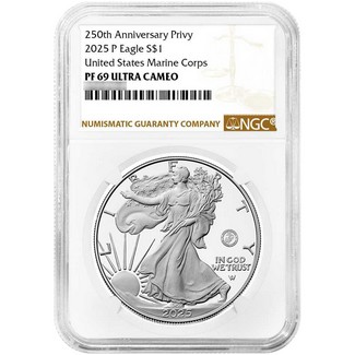 2025 Proof Silver Eagle 250th Anniversary United States Marine Corps Privy NGC PF69 UC Brown Label