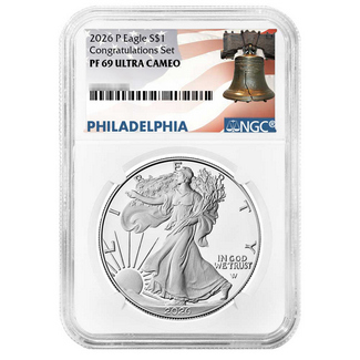 2025 6 Proof Congratulations Set Silver Eagle NGC PF69 UC Liberty Bell Label