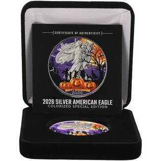 2026 Silver Eagle Colorized Happy Halloween Edition