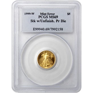 1999-W $5 Gold Eagle PCGS MS-69 (Unfinished Proof Dies)