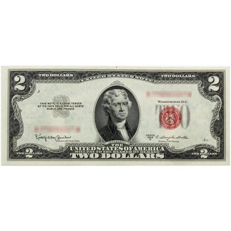 1953 $2 Red Seal Note Crisp Uncirculated Condition