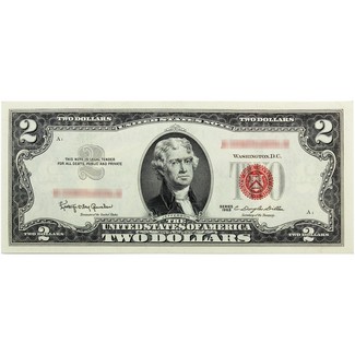 1963 $2 Red Seal Note Crisp Uncirculated Condition