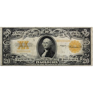 Series 1922 $20 Gold Certificate in Very Fine to Better Condition