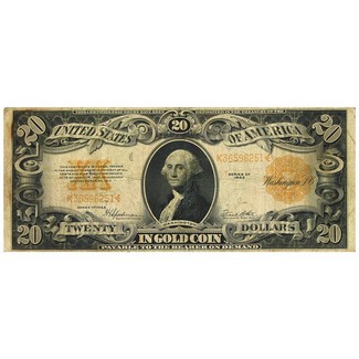 1922 $20 Large Gold Note Very Good or Better