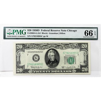 1950D $20 Federal Reserve Note PMG 66 EPQ