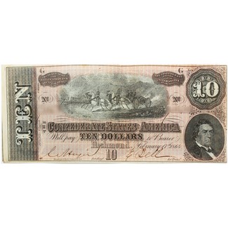 1864 $10 Confederate States of America Note