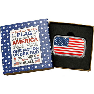 American Flag 1oz .Silver Bar (Enameled by Hand)