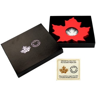 2015 RCM $20 The Canadian Maple Leaf shaped Silver Proof Coin in OGP