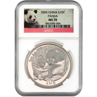 2005 China $10Y Panda NGC MS70 New Panda Label