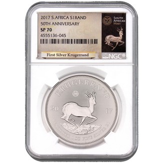 2017 South Africa Silver Krugerrand NGC SP70 50th Anniversary