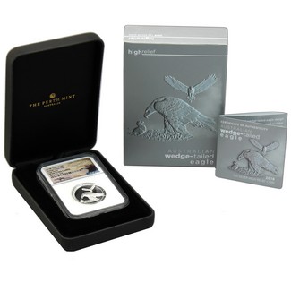 2018 $1 High Relief 1oz Silver Proof Wedge Tailed Eagle NGC PF69 UC White Core Mercanti Signed