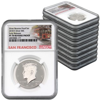 2018 San Francisco Mint Silver Reverse Proof Set NGC PF70 Early Releases Cable Car Label