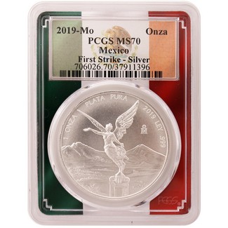 2019 Mexico 1oz Silver Onza Libertad PCGS MS69 Black First Strike Flag Label