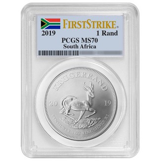 2019 1 Rand 1oz Silver Krugerrand PCGS MS70 First Strike Flag Label