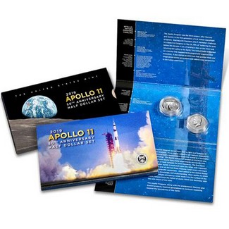 2019 S 50th Anniversary Apollo 11 Clad Half Dollar 2-Coin Set OGP