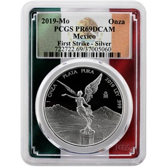 2019 Mexico Onza Libertad Silver 1 oz PCGS PR69 DCAM First Strike Flag Picture Frame