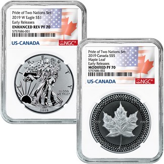 2019 Pride of Two Nations 2-Coin Set NGC 70 Early Releases Dual Flag Label